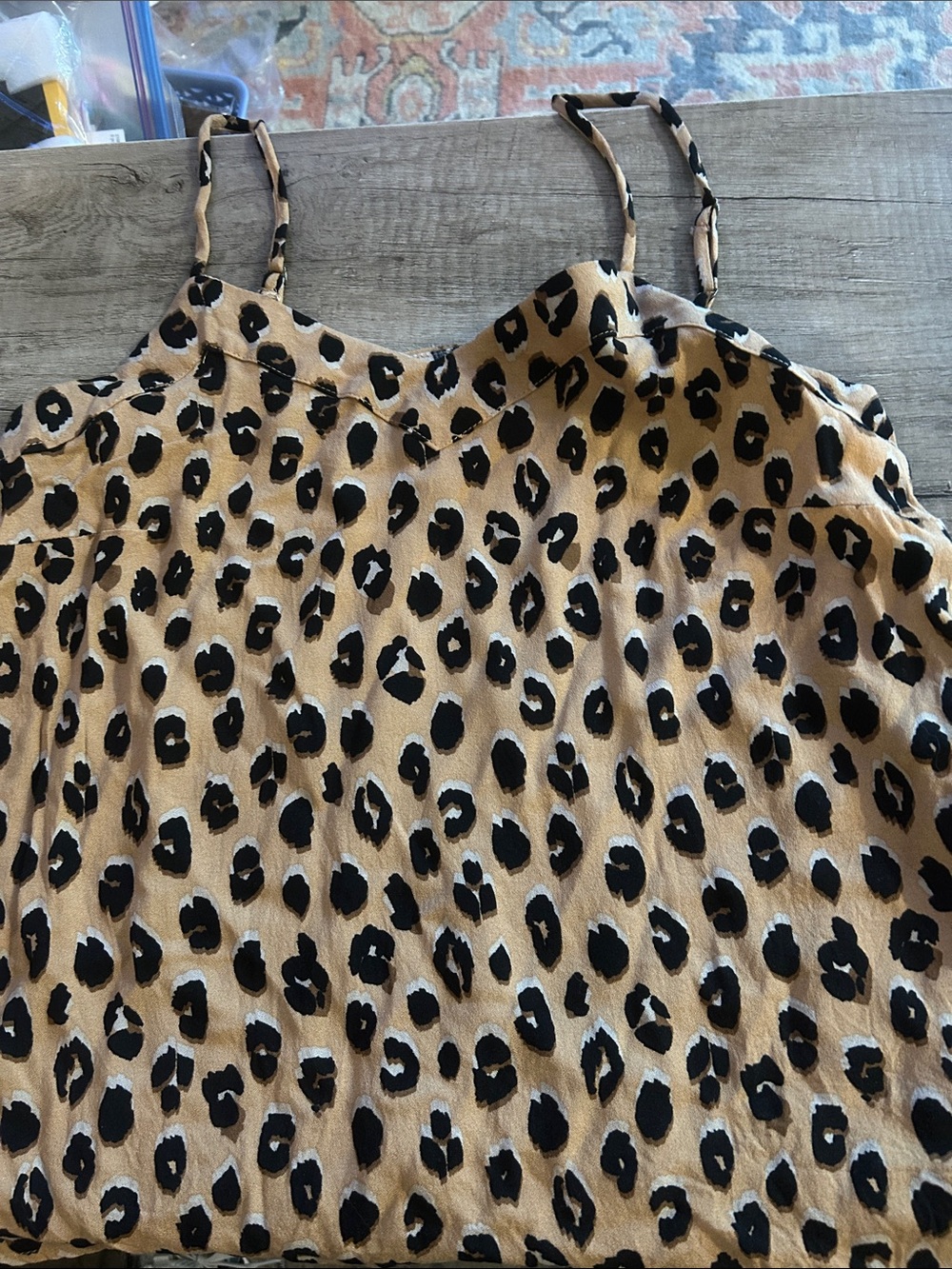 Leopard Print Cami Tank Top - Tan/Black